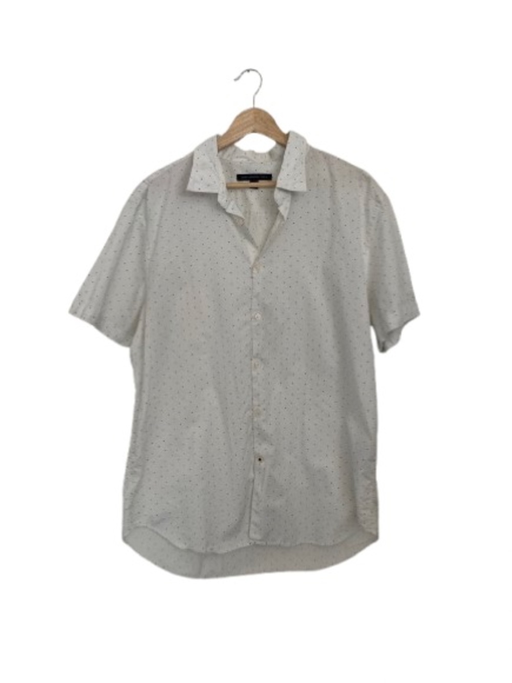 John Varvatos Men's Short Sleeve Button Down Shirt Gray Micro Dot Print Size L